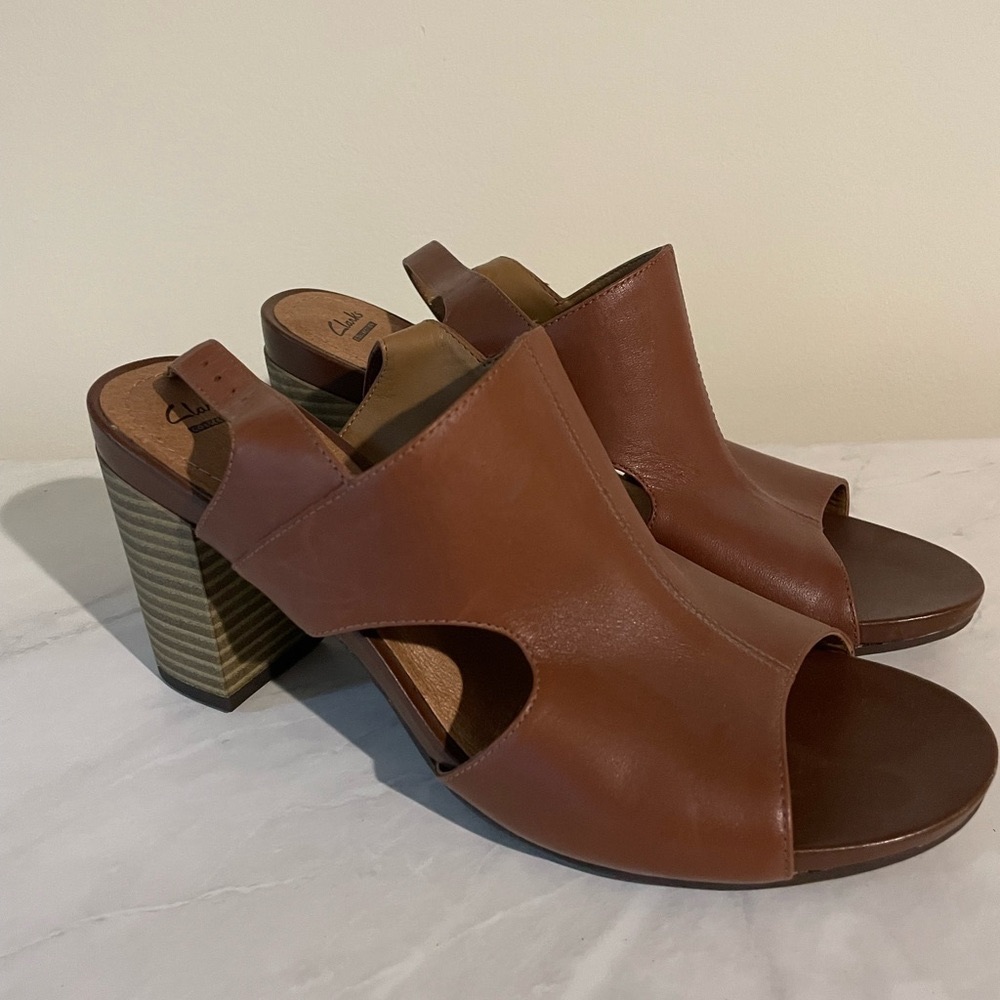 Clarks peep toe booties